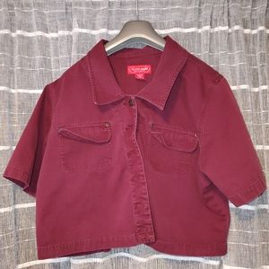Venzia Red Cropped Jean Jacket